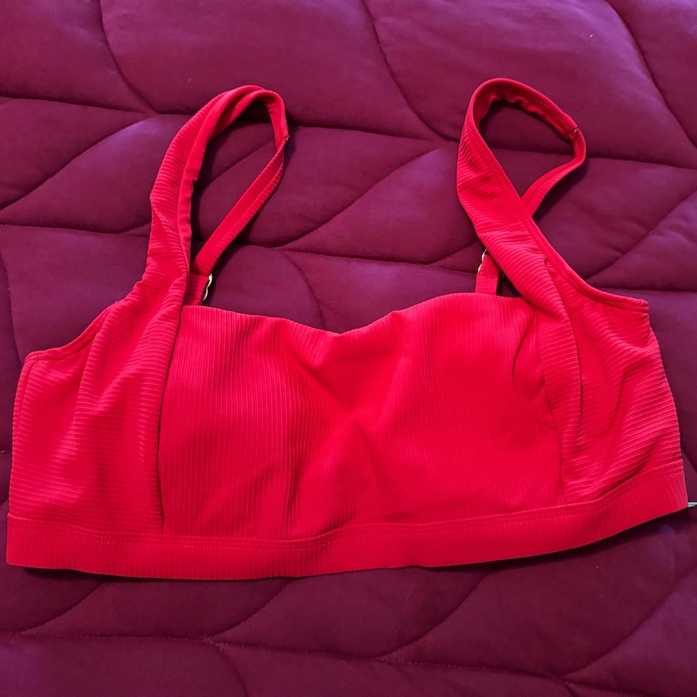 NWT Red Ribbed Sea Level Swim Top